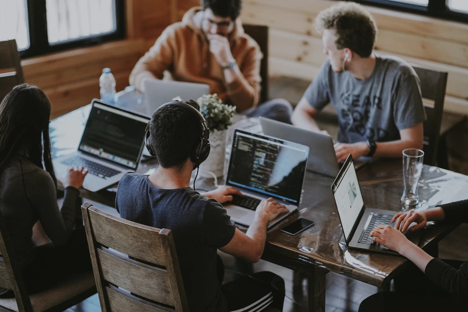 Developers working together around a table